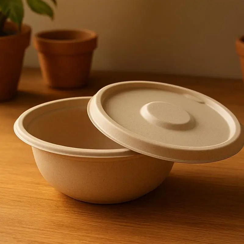 Eco Friendly Compostable Sugarcane Bagasse Round Containers Takeaway Packaging Wholesale Exporter
